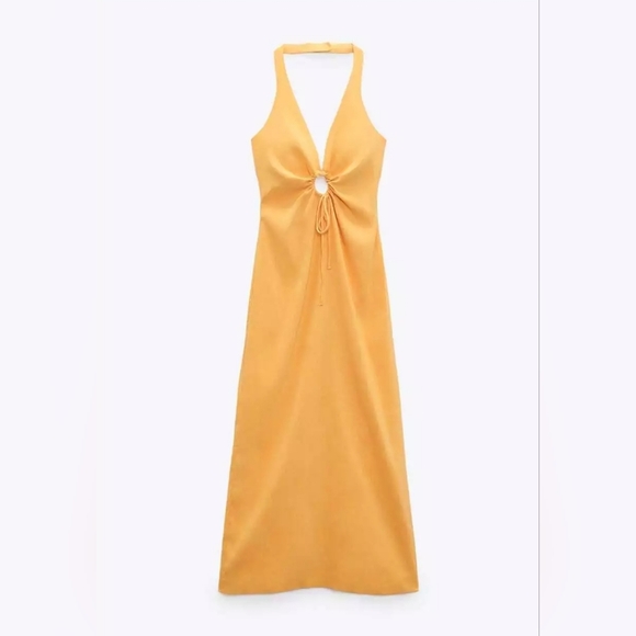 Zara CUT OUT LINEN DRESS size M - Picture 2 of 9